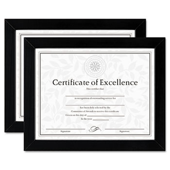 DAX&#174; Document/Certificate Frames, Wood, 8 1/2 x 11, Black, Set of Two