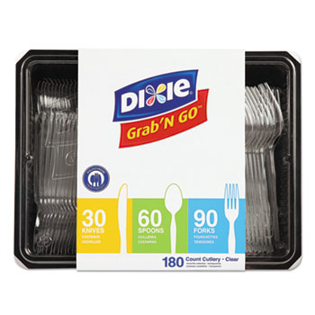 Dixie&#174; Combo Pack, Tray w/Clear Plastic Utensils, 90 Forks, 30 Knives, 60 Spoons