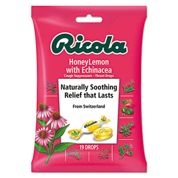 Ricola HoneyLemon with Echinacea Cough Drops, 19 Drops/Bag