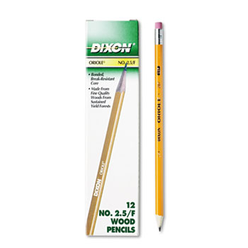 Dixon&#174; Oriole Woodcase Pencil, F #2.5, Yellow, Dozen