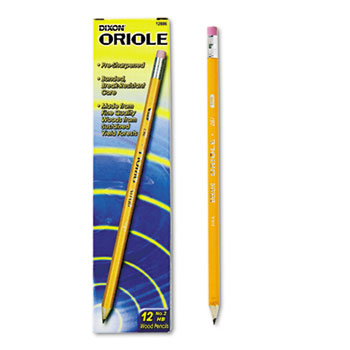 Dixon&#174; Oriole Woodcase Presharpened Pencil, HB #2, Yellow, Dozen