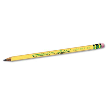 Dixon&#174; Ticonderoga Laddie Woodcase Pencil w/ Eraser, HB #2, Yellow, Dozen