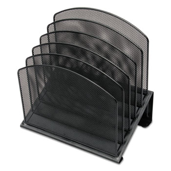 Universal Metal Mesh Tiered File Sorter, 5 Sections, Letter to Legal Size Files, 11.25&quot; x 7.5&quot; x 11.25&quot;, Black