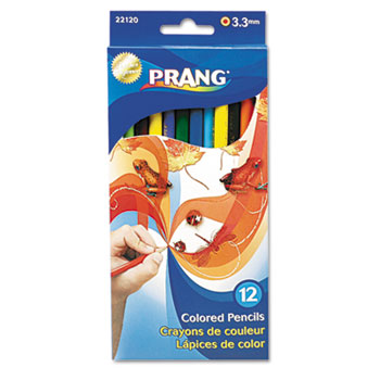 Prang&#174; Colored Wood Pencil Set, 3.3 mm, 12 Assorted Colors, 12 Pencils/Set