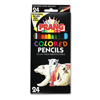 Prang&#174; Colored Woodcase Pencils, 3.3 mm, 24 Assorted Colors/Set