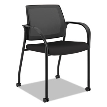 HON Ignition 2.0 Ilira-Stretch Mesh Back Mobile Stacking Chair, Black Fabric