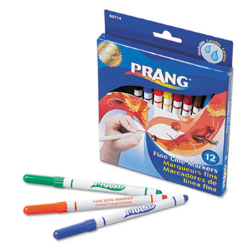 Prang&#174; Markers, Fine Point, 12 Assorted Colors, 12/Set