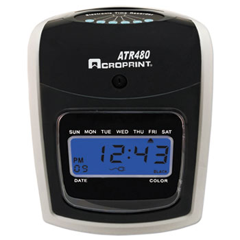 Acroprint ATR480 Time Clock Bundle, LCD, Automatic, White/Charcoal