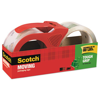 Scotch™ Tough Grip Moving Packaging Tape, 1.88&quot; x 54.6 yds, 2 Rolls/Pk, With Dispenser