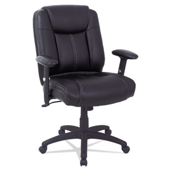 Alera Alera CC Series Executive Mid-Back Bonded Leather Chair, Adjustable Arms, Supports 275lb, 18.11&quot; to 21.81&quot; Seat Height, Black
