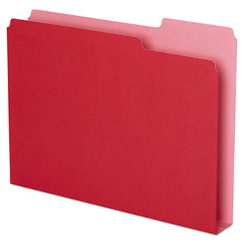 Pendaflex&#174; Double Stuff File Folders, 1/3 Cut, Letter, Red, 50/Pack