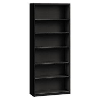 Alera Steel Bookcase, 6-Shelf, 34.5&quot;w x 12.63&quot;d x 81.13&quot;h, Black