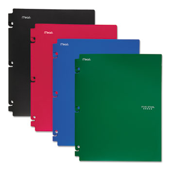 Five Star Snap-In Plastic Folder, 20 Sheets, 8 1/2 x 11, Assorted, Snap Closure, 4/Set