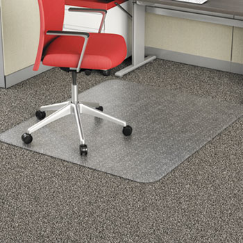 Alera&#174; Occasional Use Studded Chair Mat for Flat Pile Carpet, 46 x 60, Rectangular, Clear