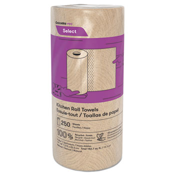 Cascades PRO Select Kitchen Roll Towels, 2-Ply, 11&quot; x 166.6 ft, Natural, 250/Roll, 12/Carton