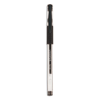 Universal Comfort Grip Gel Pen, Stick, Medium 0.7 mm, Black Ink, Clear Barrel, 60/Pack