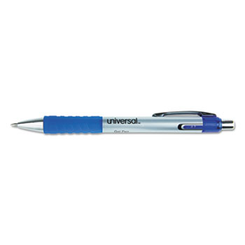 Universal Roller Ball Retractable Gel Pen, Blue Ink, Medium, Dozen
