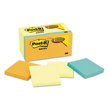 Post-it&#174; Notes Original Pads Value Pack, 3 x 3, Canary Yellow/Cape Town, 100-Sheet, 18 Pads