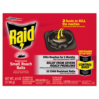 Raid&#174; Roach Baits, 0.63 oz Box, 12/Carton