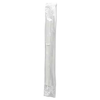 Boardwalk Mediumweight Wrapped Polystyrene Cutlery, Knife, White, 1,000/Carton