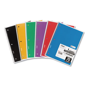 Mead&#174; Spiral Notebook, College Rule, 10 1/2&quot; x 8&quot;, 70 Pages, 6 Books/Pack