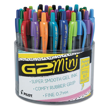 Pilot&#174; G2 Mini Retractable Gel Ink Pen Convenience Pack,0.7mm, Assorted Ink, 48/Display