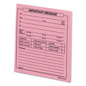 Universal Important Message Pink Pads, 4.25 x 5.5, 1/Page, 50 Forms/Pad, Dozen