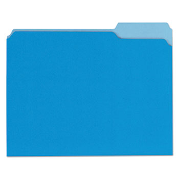 Universal Deluxe Colored Top Tab File Folders, 1/3-Cut Tabs: Assorted, Letter Size, Blue/Light Blue, 100/Box