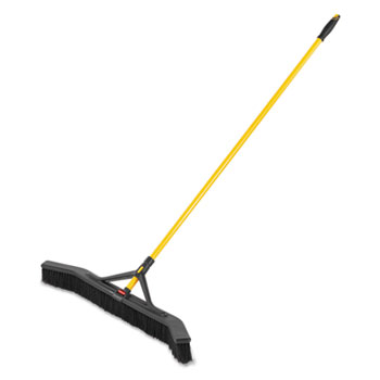 Rubbermaid&#174; Commercial Maximizer Push-to-Center Broom, 36&quot;, Polypropylene Bristles, Yellow/Black