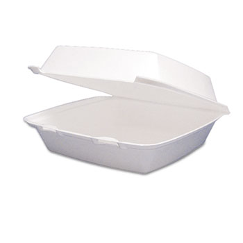 Dart&#174; Foam Container, Hinged Lid, 1-Comp, 8 3/8 x 7 7/8 x 3 1/4, 200/Carton