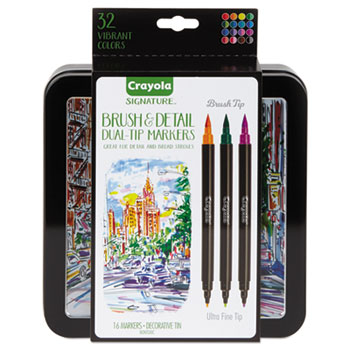 Crayola&#174; Signature Brush &amp; Detail Dual-Tip Markers, 16/ST