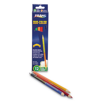 Prang&#174; Duo-Color Colored Pencil Sets, 3 mm, 12 Assorted Lead, 6/pack
