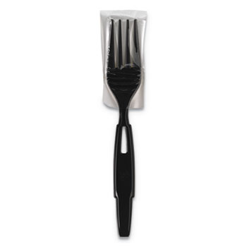 Dixie&#174; SmartStock Wrapped Heavy-Weight Cutlery Refill, Fork, Black, 960/CT