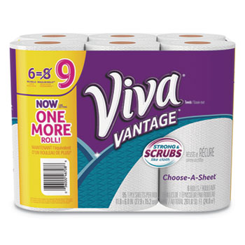 Viva&#174; Vantage Choose-A-Sheet Paper Towel, 1Ply, 11 x 6, White, 95/RL, 6 RL/PK, 4 PK/CT