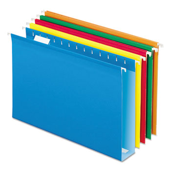 Pendaflex&#174; Extra Capacity Reinforced Hanging File Folders with Box Bottom, Legal Size, 1/5-Cut Tab, Assorted, 25/Box