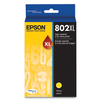 Epson&#174; T802XL420S (802XL) DURABrite Ultra High-Yield Ink, 1900 Page-Yield, Yellow