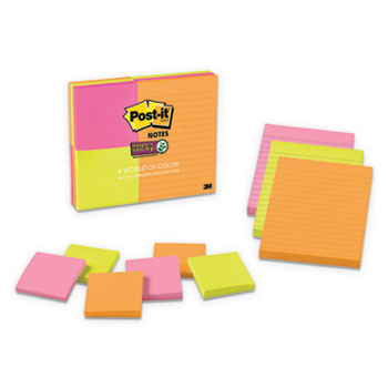Post-it&#174; Notes Super Sticky, Pads in Rio de Janeiro Colors, (6) 3 x 3 &amp; (3) 4 x 6, 90-Sheet Pads, 9 Pads/PK