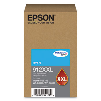 Epson&#174; T912XXL220 (912XXL) DURABrite Pro Extra High-Yield Ink, 8000 Page-Yield, Cyan