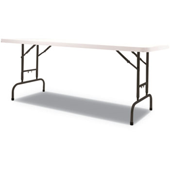 Alera Adjustable Height Plastic Folding Table, 72w x 29.63d x 29.25 to 37.13h, White