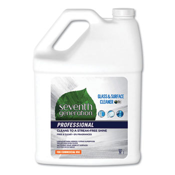 Seventh Generation&#174; Professional Glass and Surface Cleaner, Free and Clear, 1 gal Bottle, 2/CT
