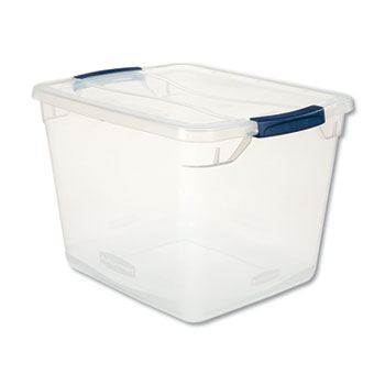Rubbermaid&#174; Clever Store Basic Latch-Lid Container, 13 3/8w x 16 7/8d x 11 1/2h, 30qt, Clear