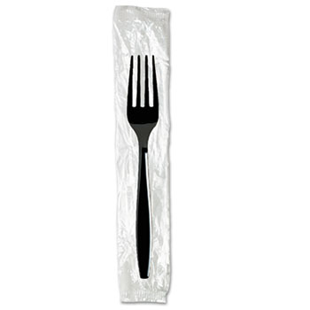 Dixie&#174; Individually Wrapped Forks, Plastic, Black, 1000/CT