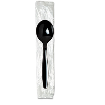 Dixie&#174; Individually Wrapped Spoons, Plastic, Black, 1000/CT