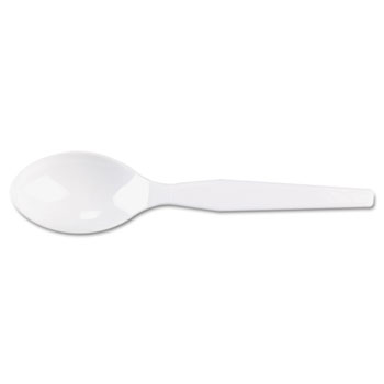 Dixie&#174; Plastic Cutlery, Heavy Mediumweight Teaspoons, White, 100/BX