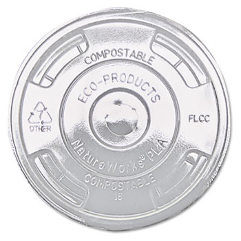 Eco-Products&#174; GreenStripe Renewable &amp; Compost Cold Cup Flat Lids, F/9-24oz., 100/PK, 10 PK/CT