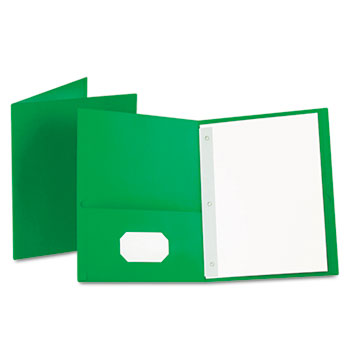 Oxford™ Twin-Pocket Folders with 3 Fasteners, Letter, 1/2&quot; Capacity, Green, 25/Box