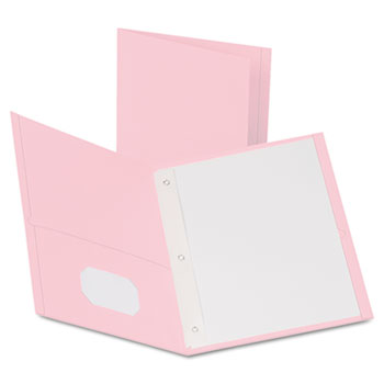Oxford™ Twin-Pocket Folders with 3 Fasteners, Letter, 1/2&quot; Capacity, Pink,25/Box