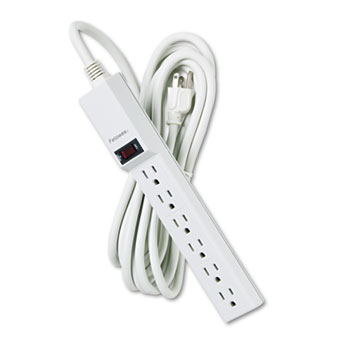 Fellowes&#174; Six-Outlet Power Strip, 120V, 15ft Cord, 10 7/8 x 1 7/8 x 1 5/8, Platinum
