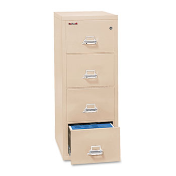 FireKing&#174; Four-Drawer Vertical File, 17-3/4w x 25d, UL Listed 350&#176;, Letter, Parchment
