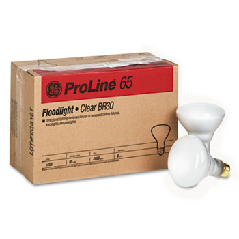 GE Incandescent Indoor Floodlight Bulbs w/Reflector, 65 Watt, 130 Volt, 550 lm, Soft White, 6/CT